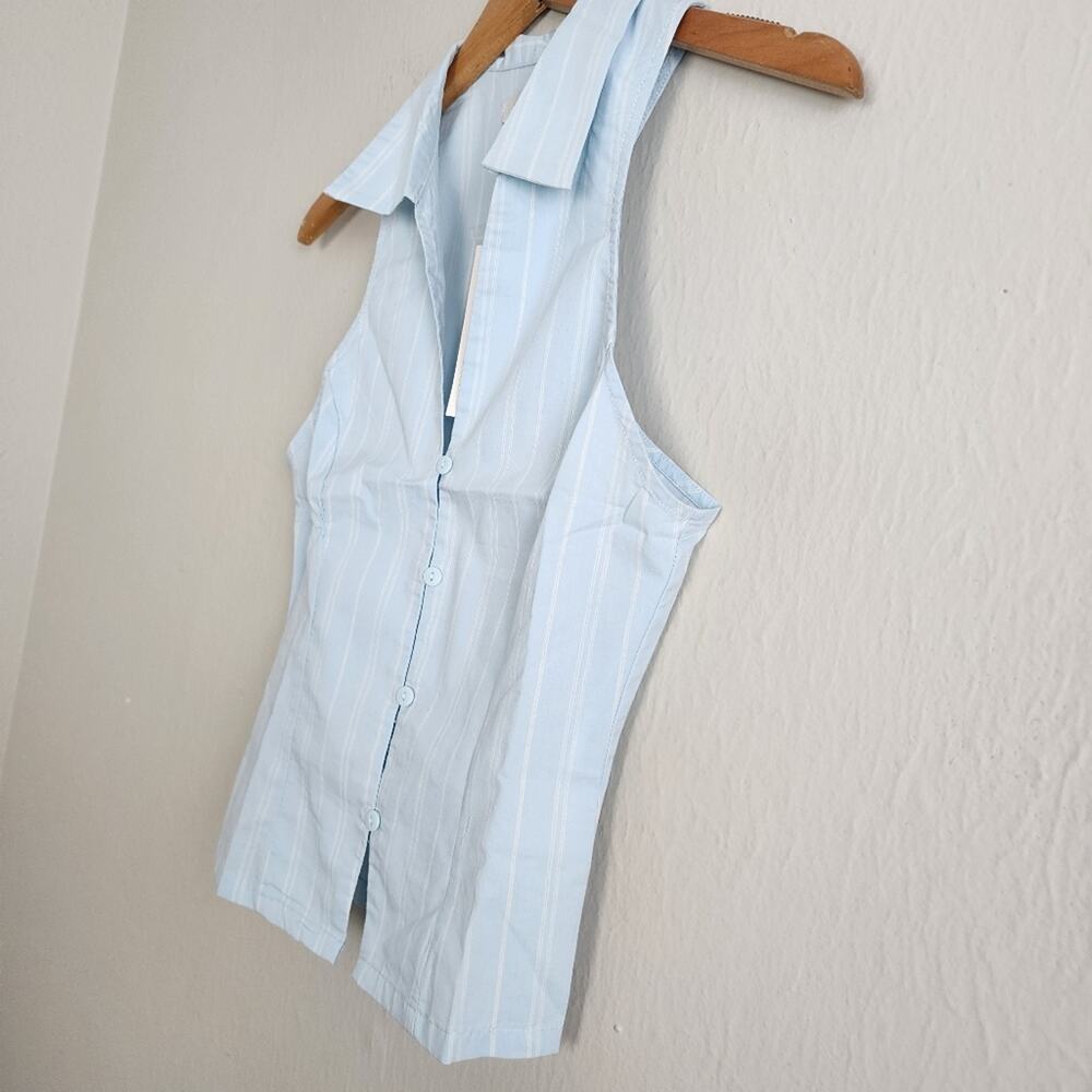 Urban Outfitters UO Blue & White Striped Button Down Sleeveless Tank Top | XS - Picture 4 of 10